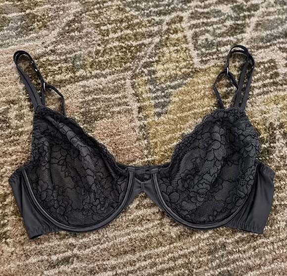 vassarette Other - Vintage 90s Vassarette Satin Lace Unlined Bra 36B Balconette Dark Fairy Grunge